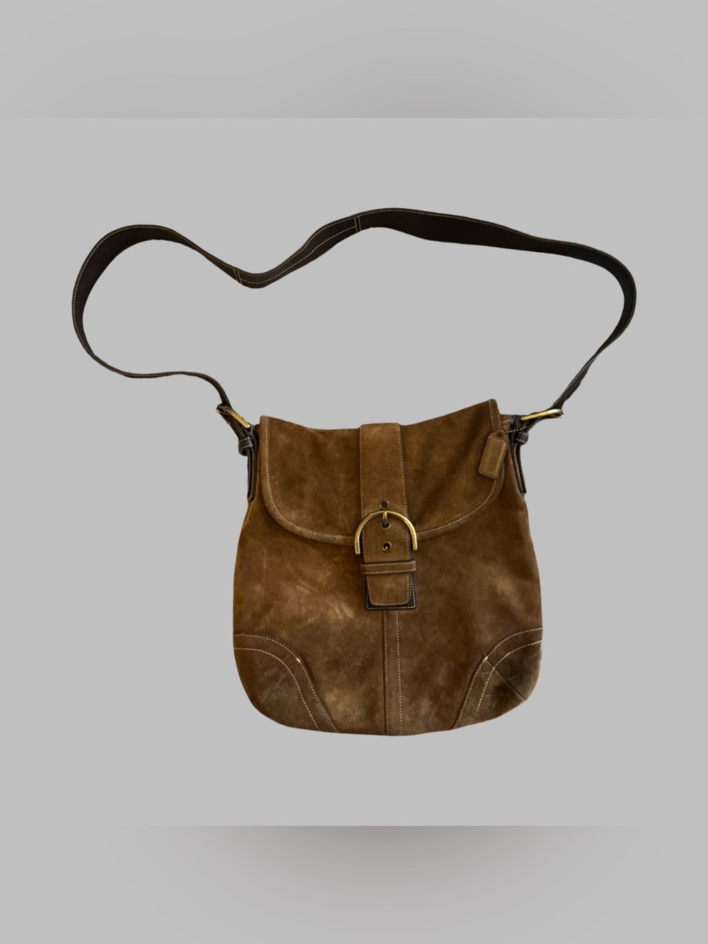 COACH Y2K SoHo Hobo Suede Flap Crossbody Bag